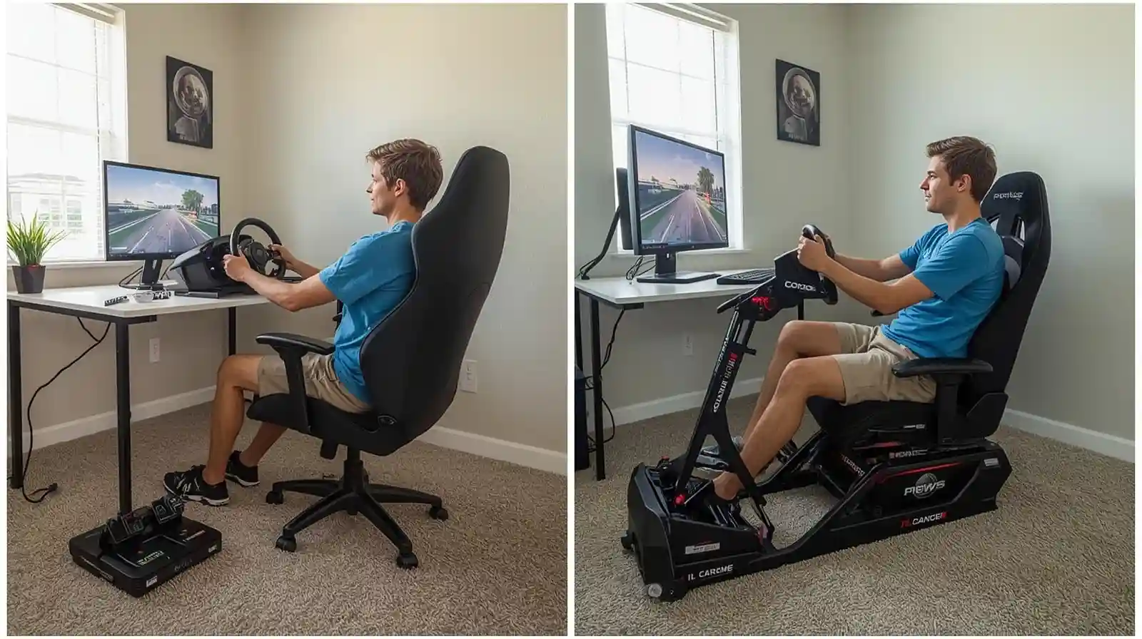 Racing simulator desk vs rig cover